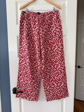 NWT J.Crew Cotton voile beach pant in raspberry print